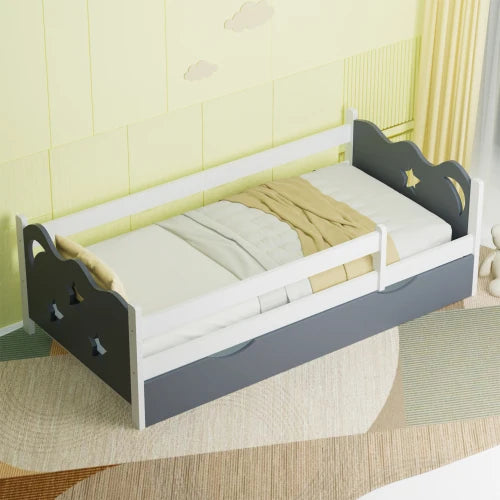 Bed Frame with Star and Moon Decoration