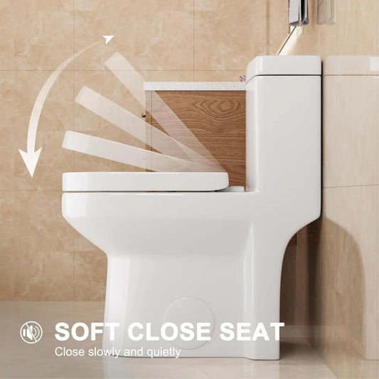 Compact One-Piece Toilet with Dual Flush System