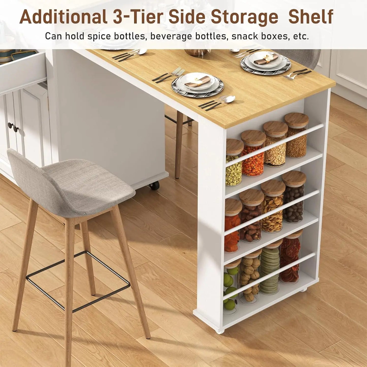 Large Mobile Extendable Dining Table and Power Outlet
