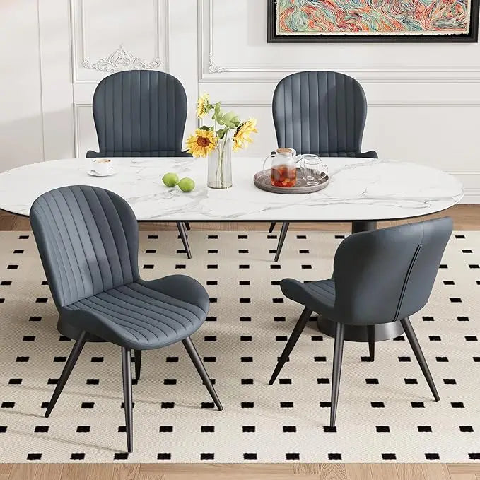 Upholstered Modern Fabric Dining Chairs with Thick Cushions
