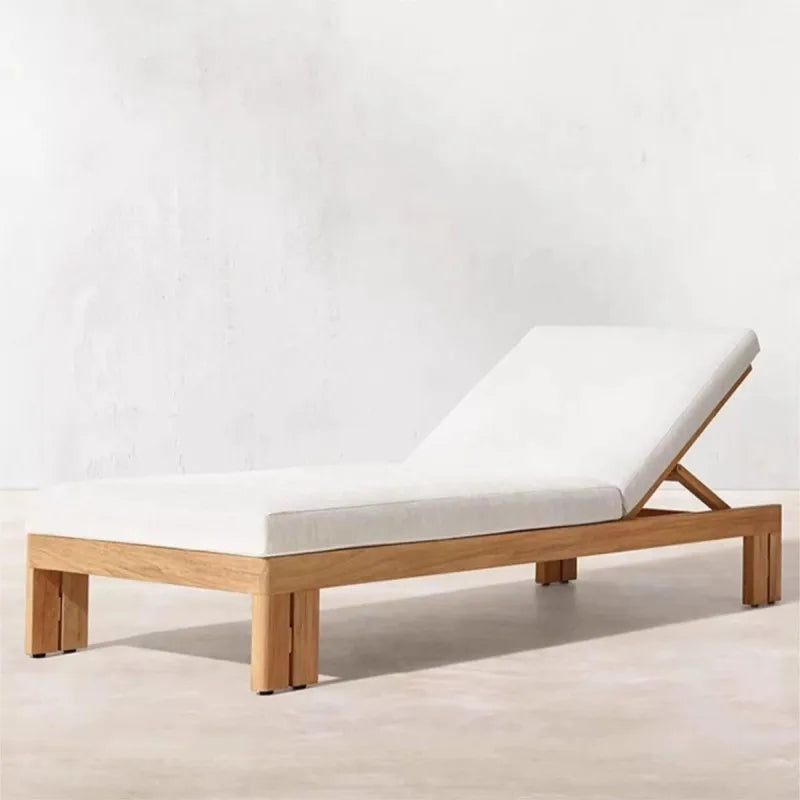 Outdoor Villa Terrace Teak Frame Sunbed