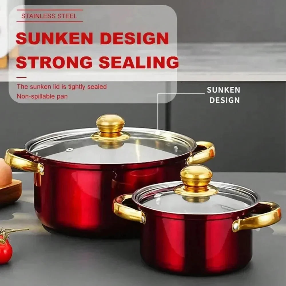 Nonstick Pots And Pans with Glass Cover Cookware Set