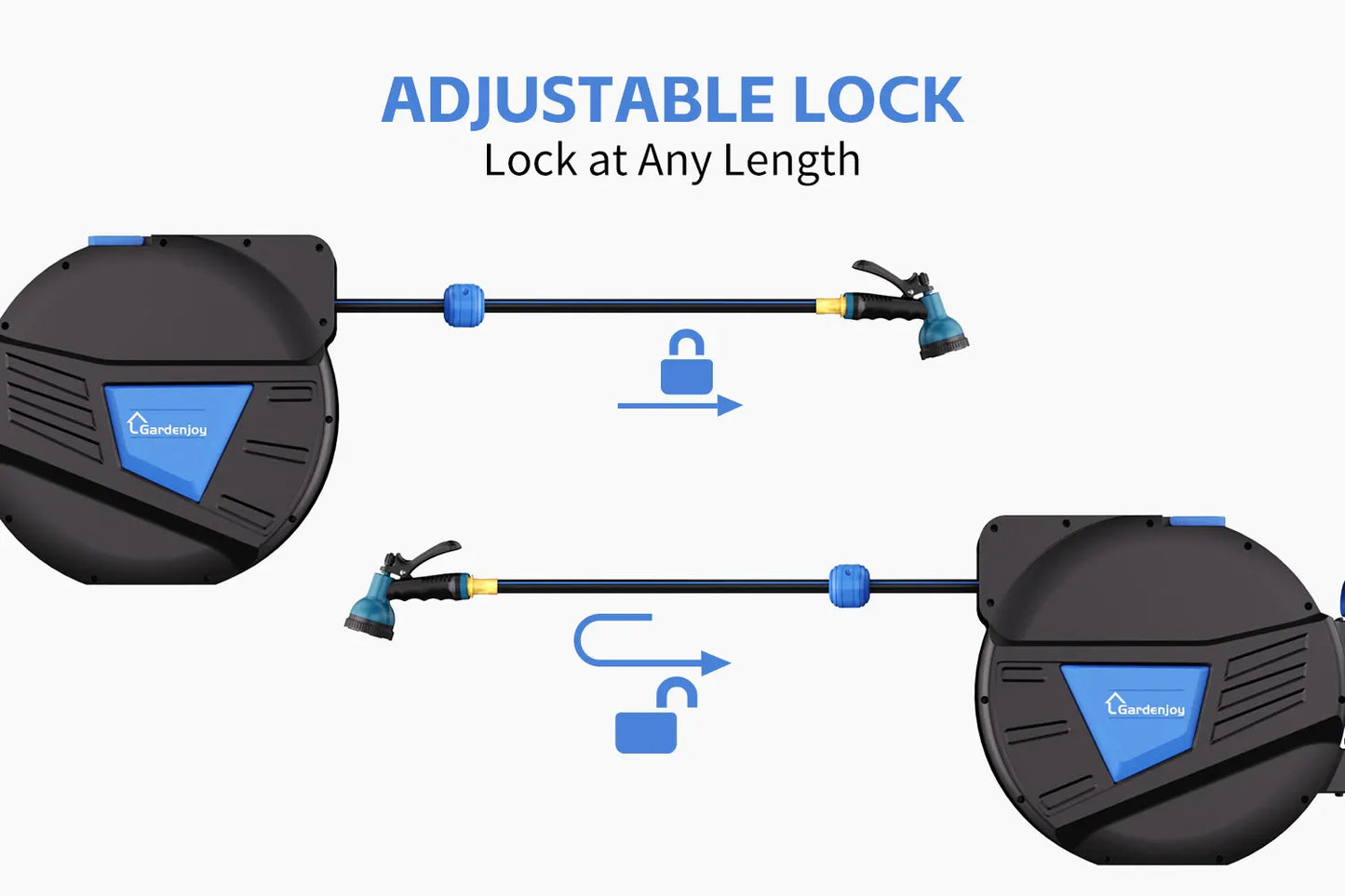 Retractable Garden Hose Reel, Hose Locking Mechanism