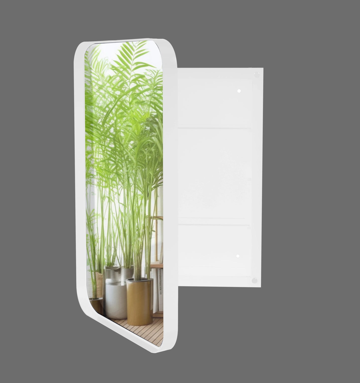 Recessed White Metal Frame with Adjustable Shelves Medicine Cabinet