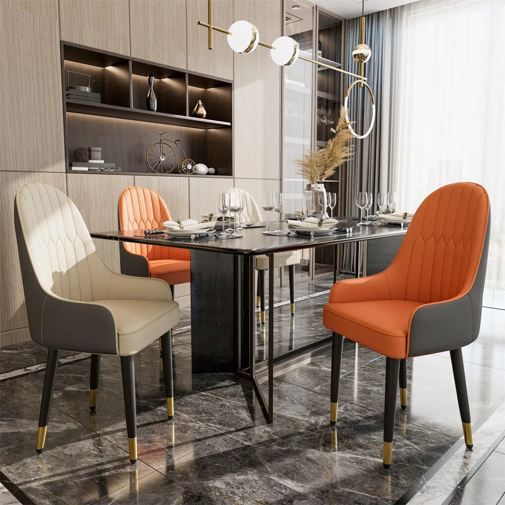 Modern Upholstered Cushion Dining Chairs with Metal Legs