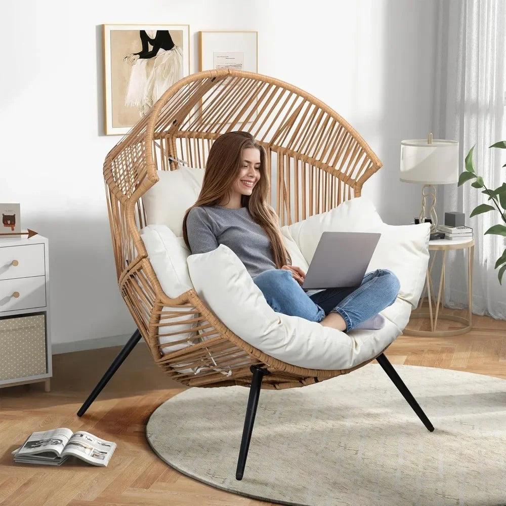 HOME - Patio Lounge Chair with Cushion Egg Basket