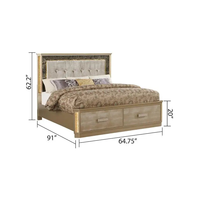 Medusa Inspired Stylish Design Gold Wood Bedroom Set