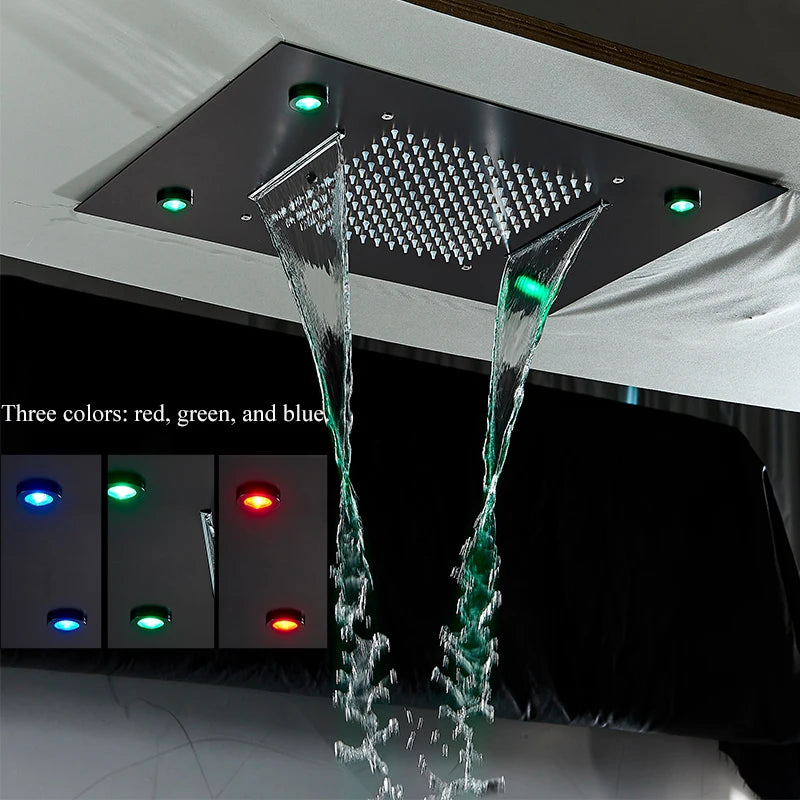 Luxury Waterfall Rains LED Light Shower Head
