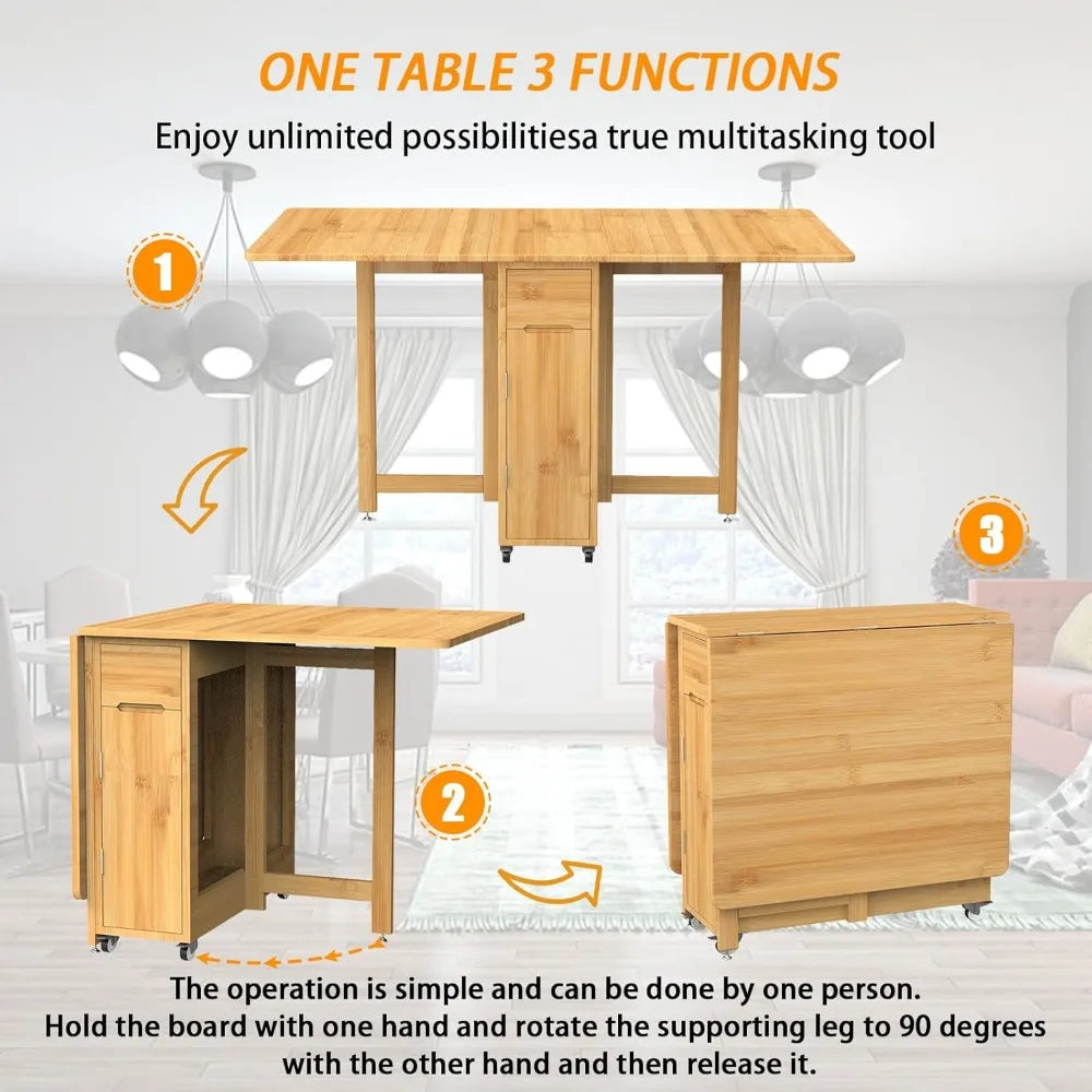 Bamboo Drop Leaf Folding Dining Set