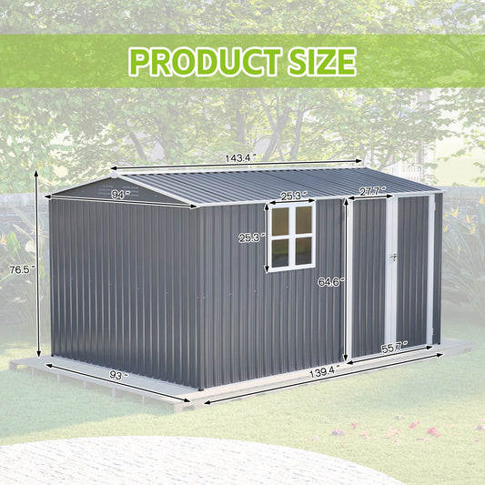 Heavy-Duty Steel Outdoor Storage Shed with Window
