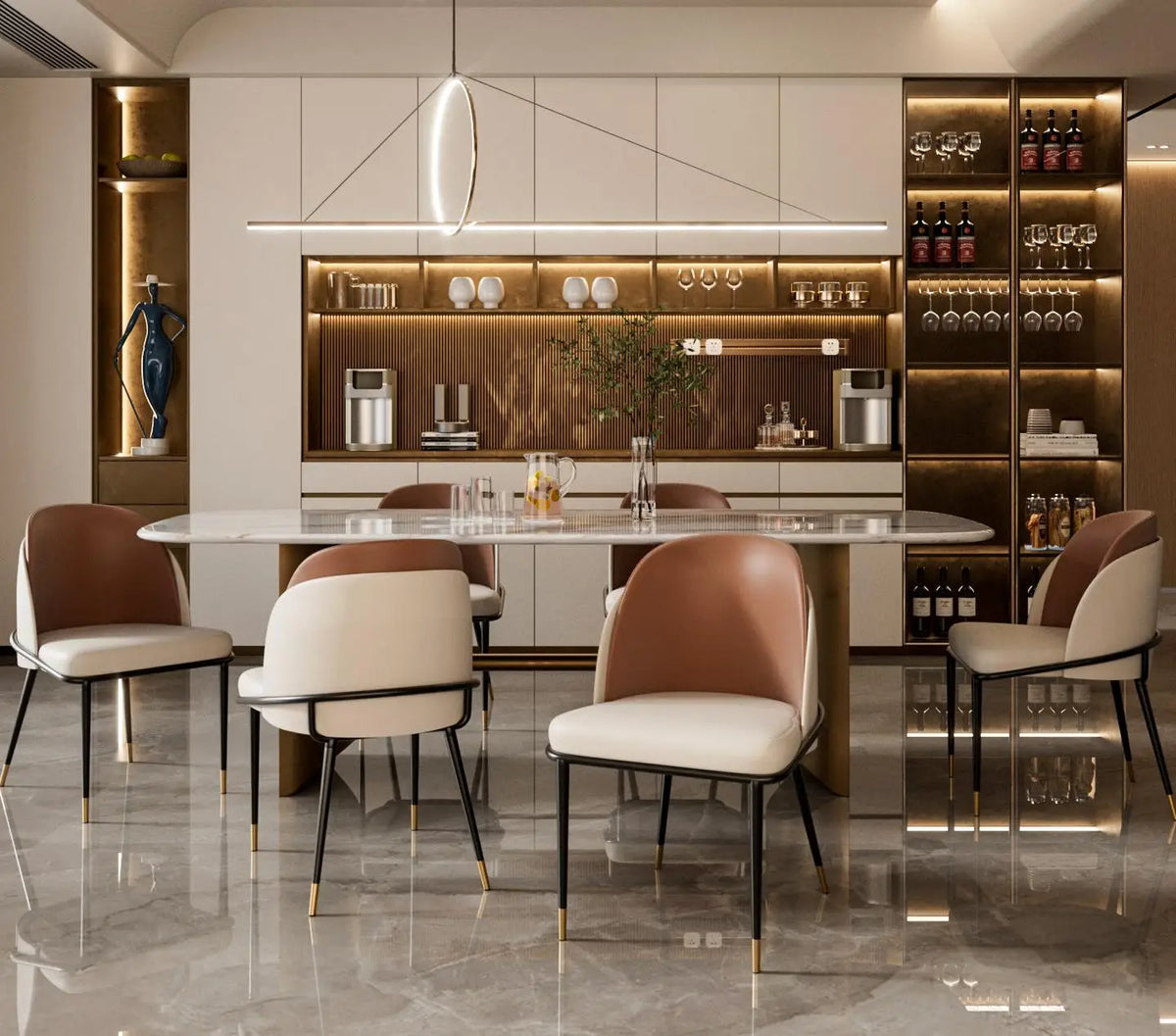 Luxurious Microfiber Silicone Leather Dining Room Chairs Set