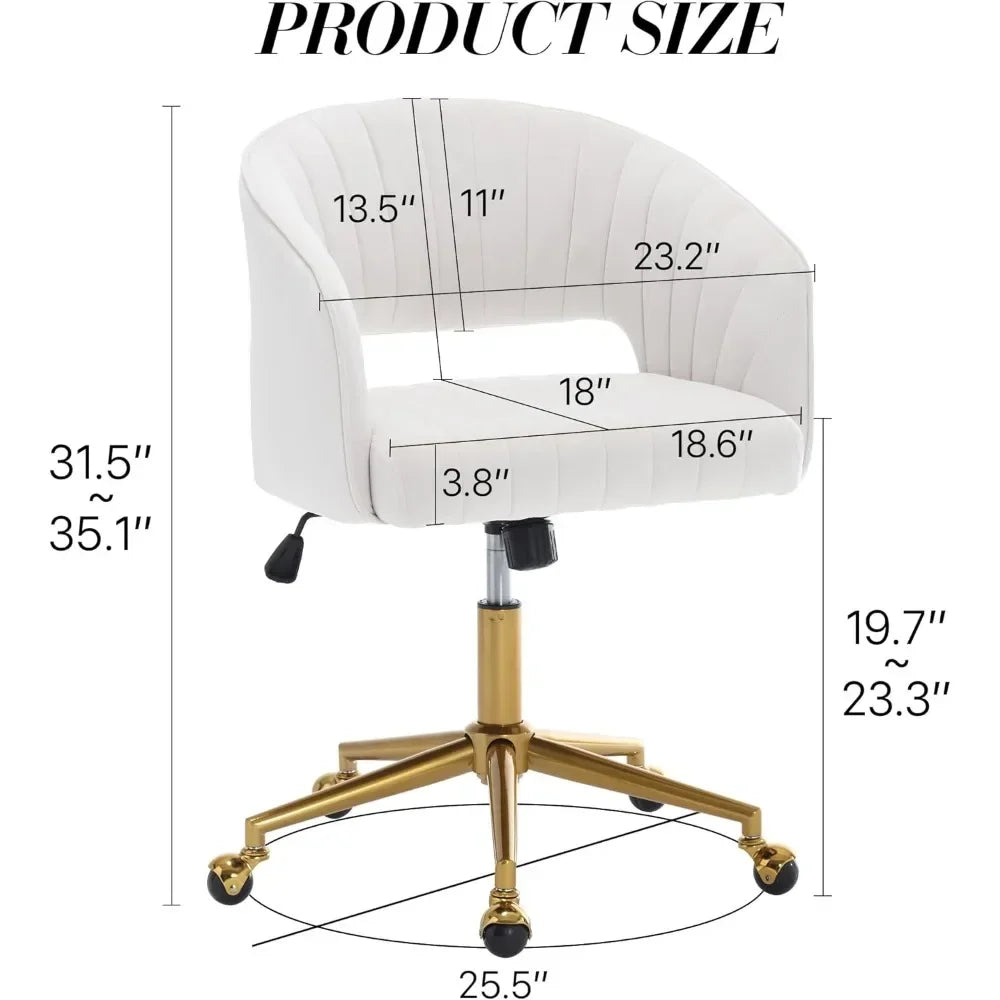 Home Office Swivel Velvet Modern Tufted Chair with Gold Base