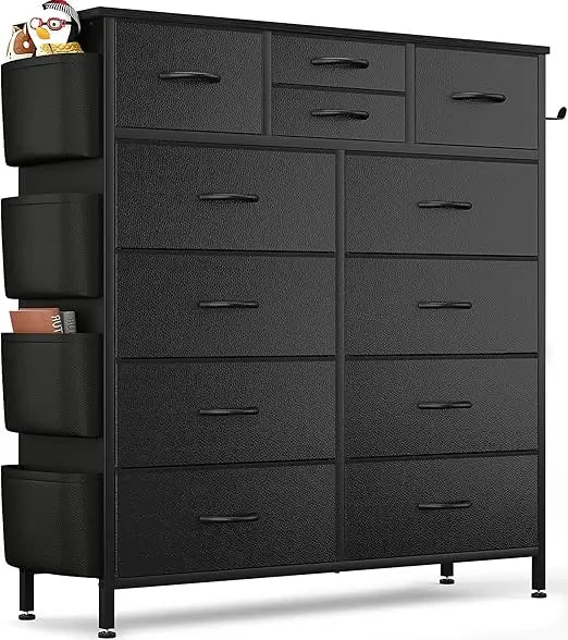 Tall Dresser with Side Pockets and Hooks