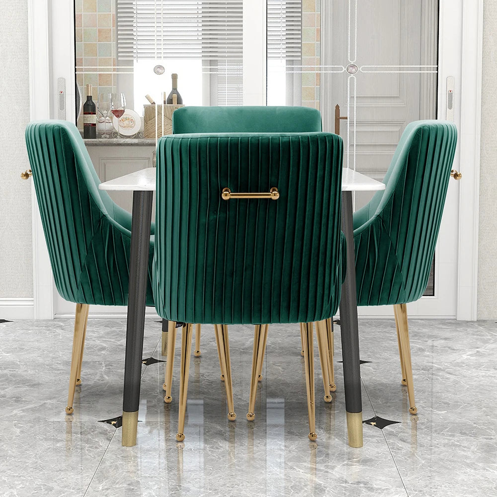Modern Glam Vanity Buckle Pleated Velvet Dining Chair