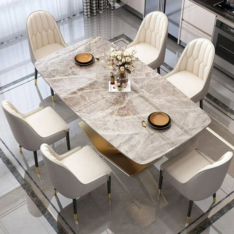 Thick Solid Center Steel Luxury Dining Table