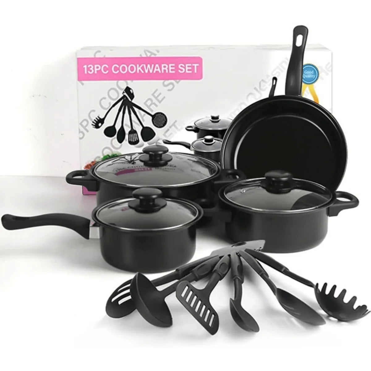 Non-Stick Pots and Pans with Utensils Set
