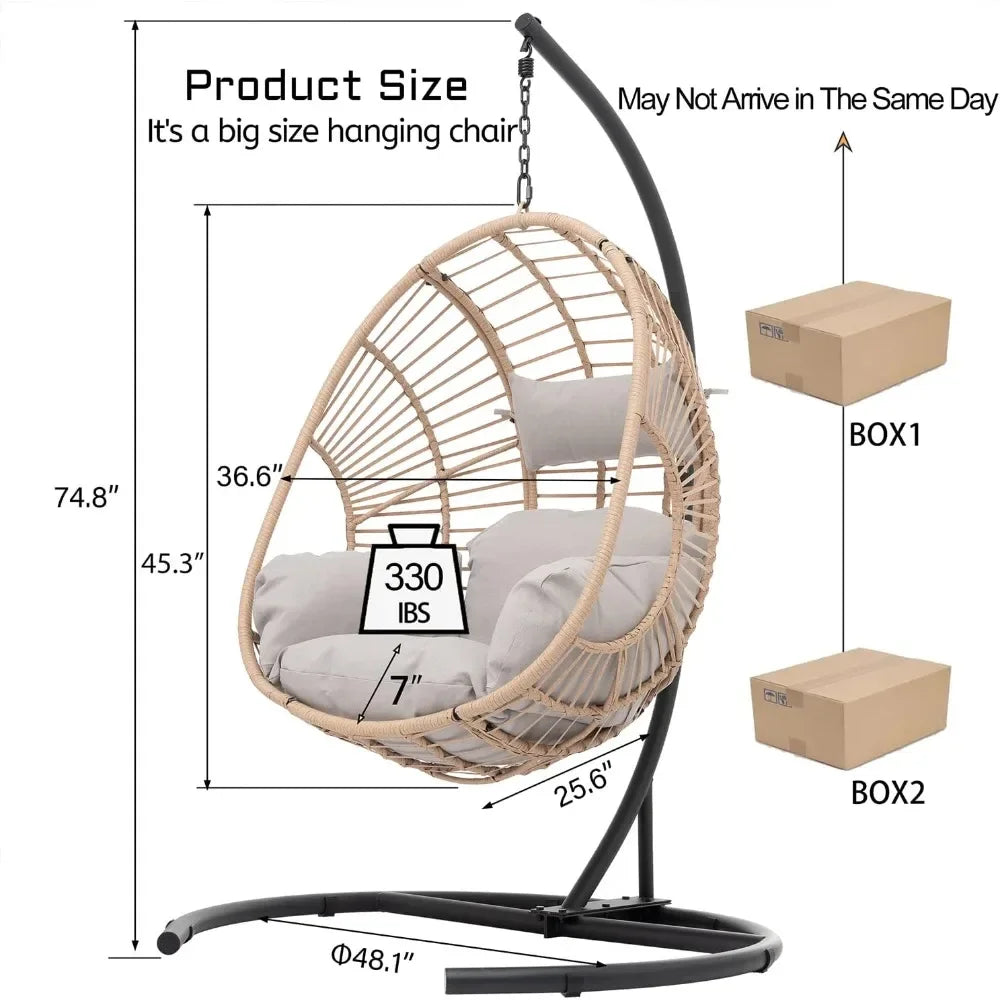 Hanging Egg Chair with Stand for Indoor or Outdoor