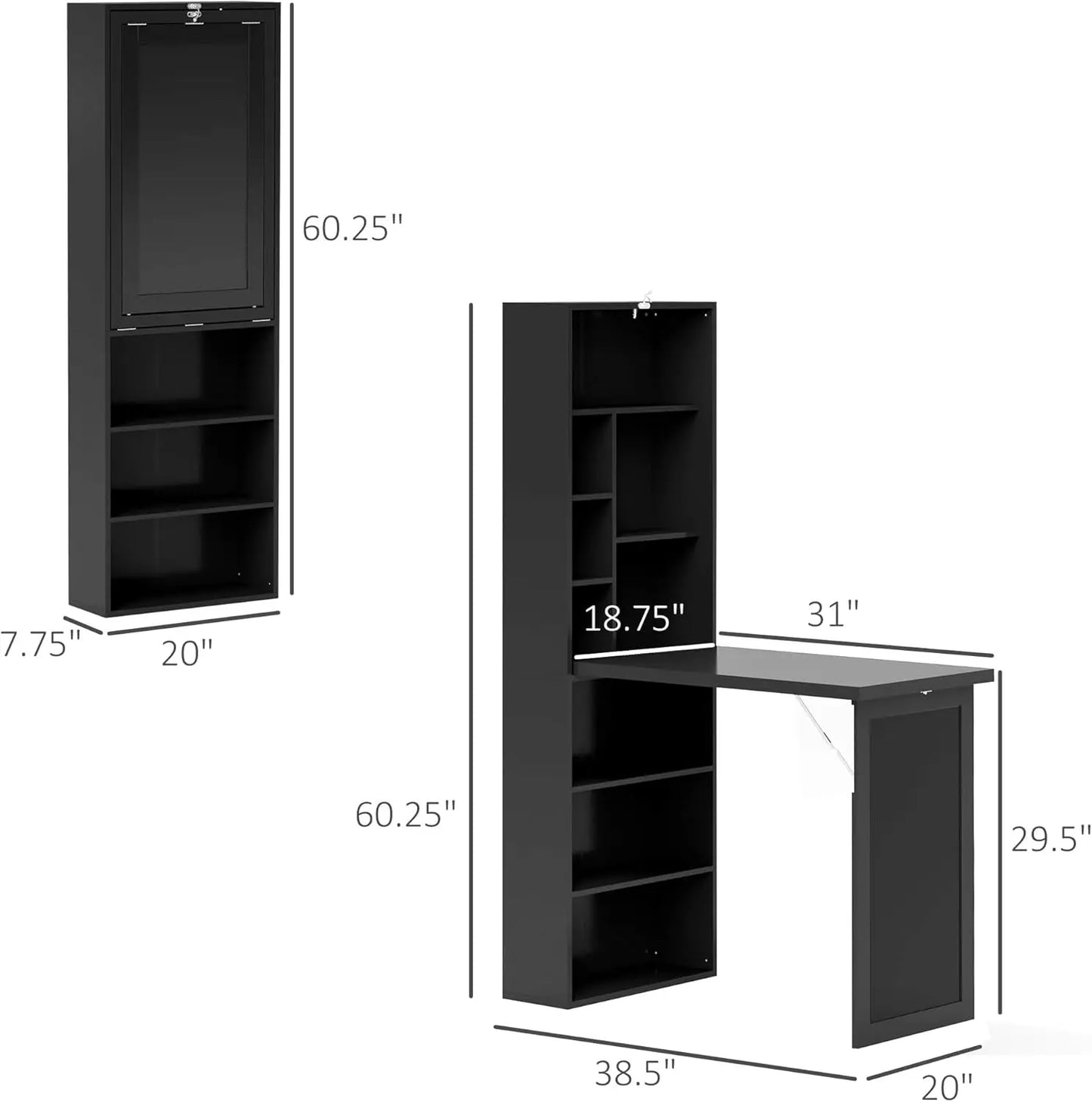 Fold-Out Convertible Writing Table with Blackboard and Side Shelf