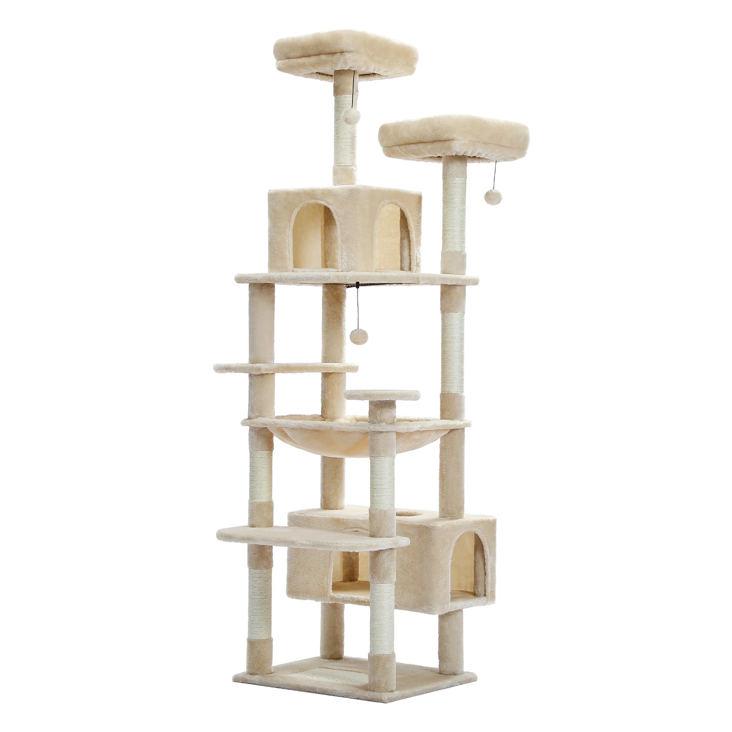 Multi-Level Plush Cat Condo with Scratching Posts