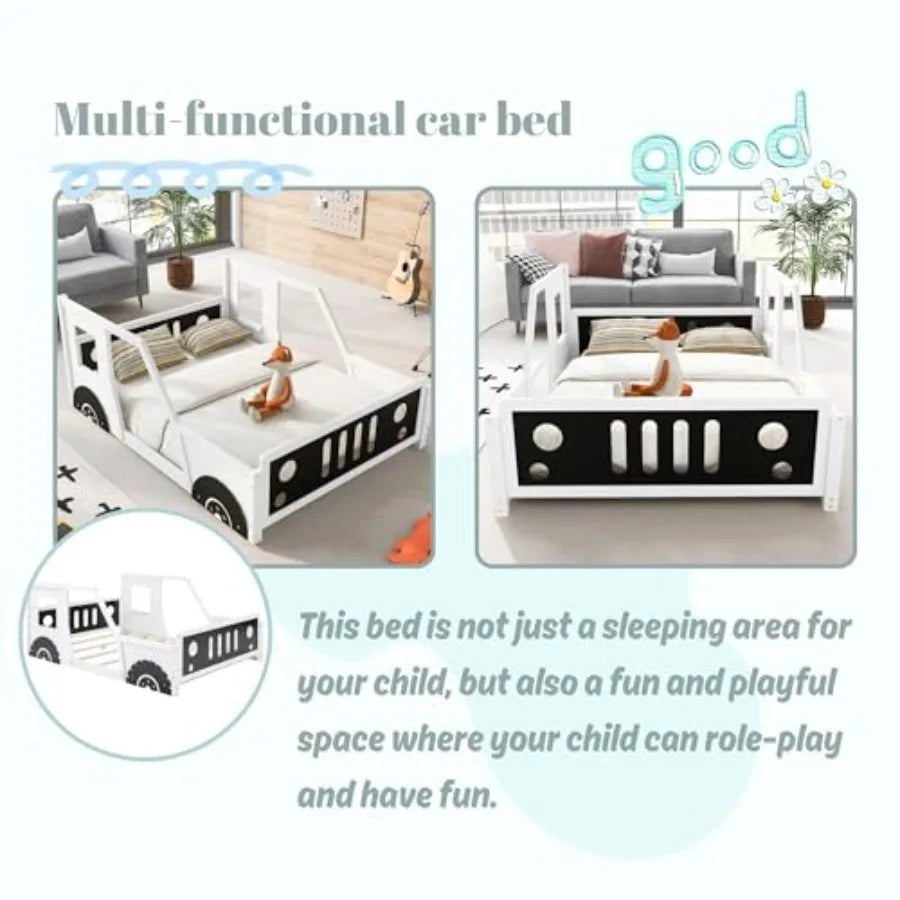 Montessori Floor Bed Car-Shaped Platform Design with Wheels