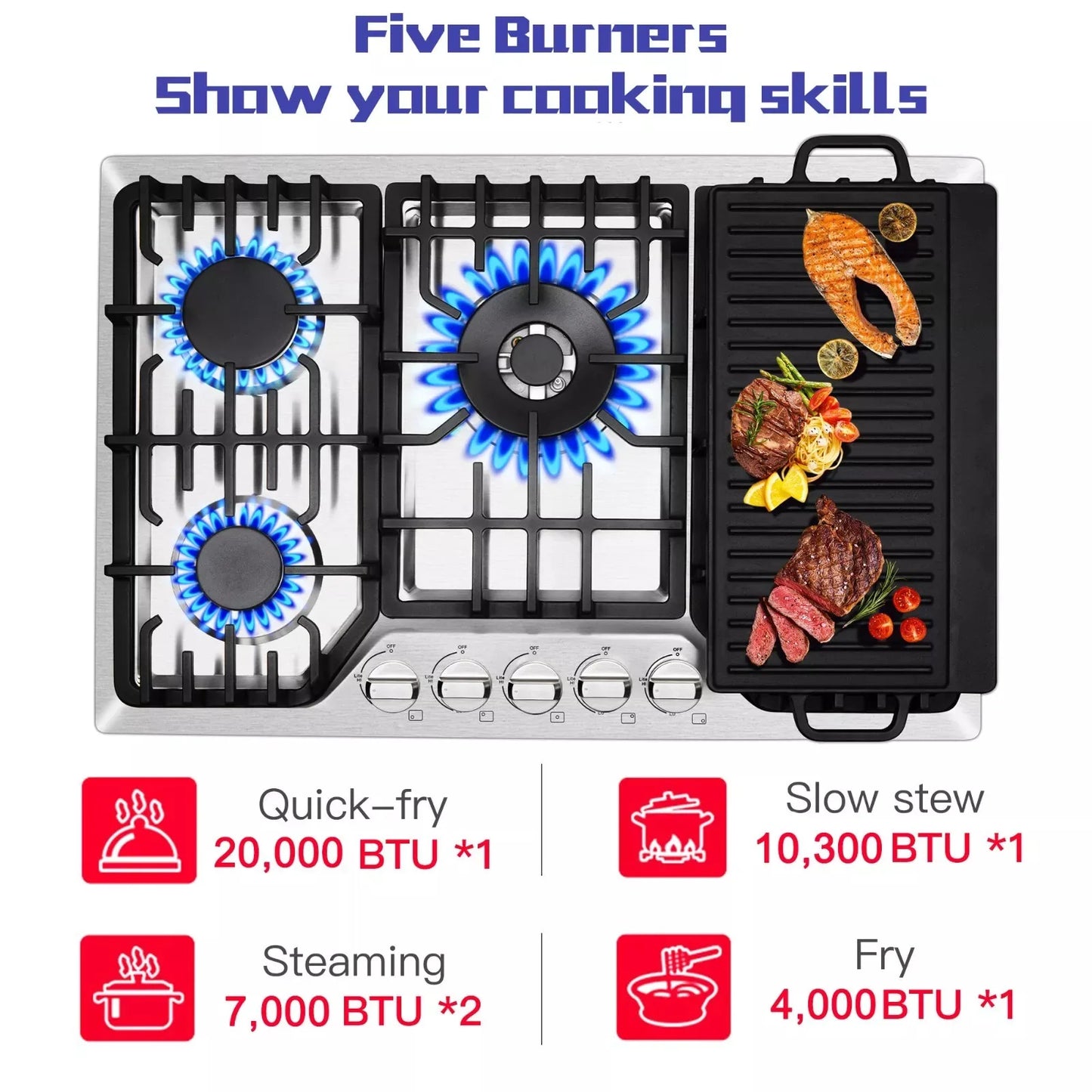 Built-in Hob with Grill Gas Cook Top