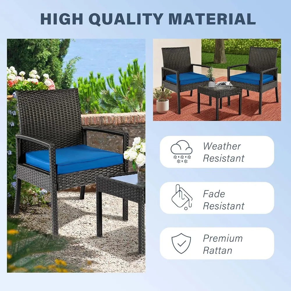 Outdoor Patio Furniture Conversation Set with Soft Cushion