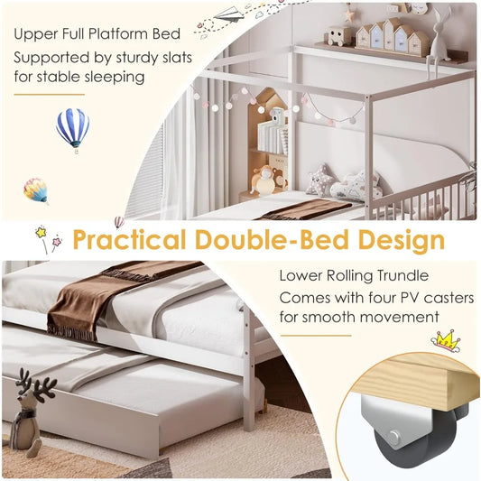 Full Size Kids Solid Wood Platform Bed