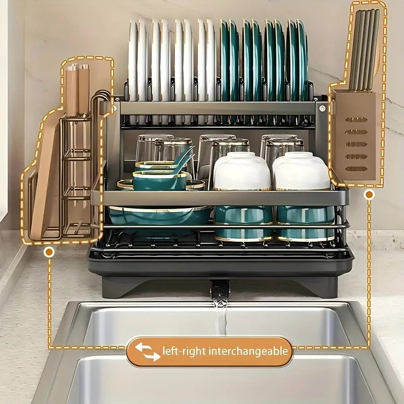 Large-Capacity Double-Tier Extendable Dish Drainer