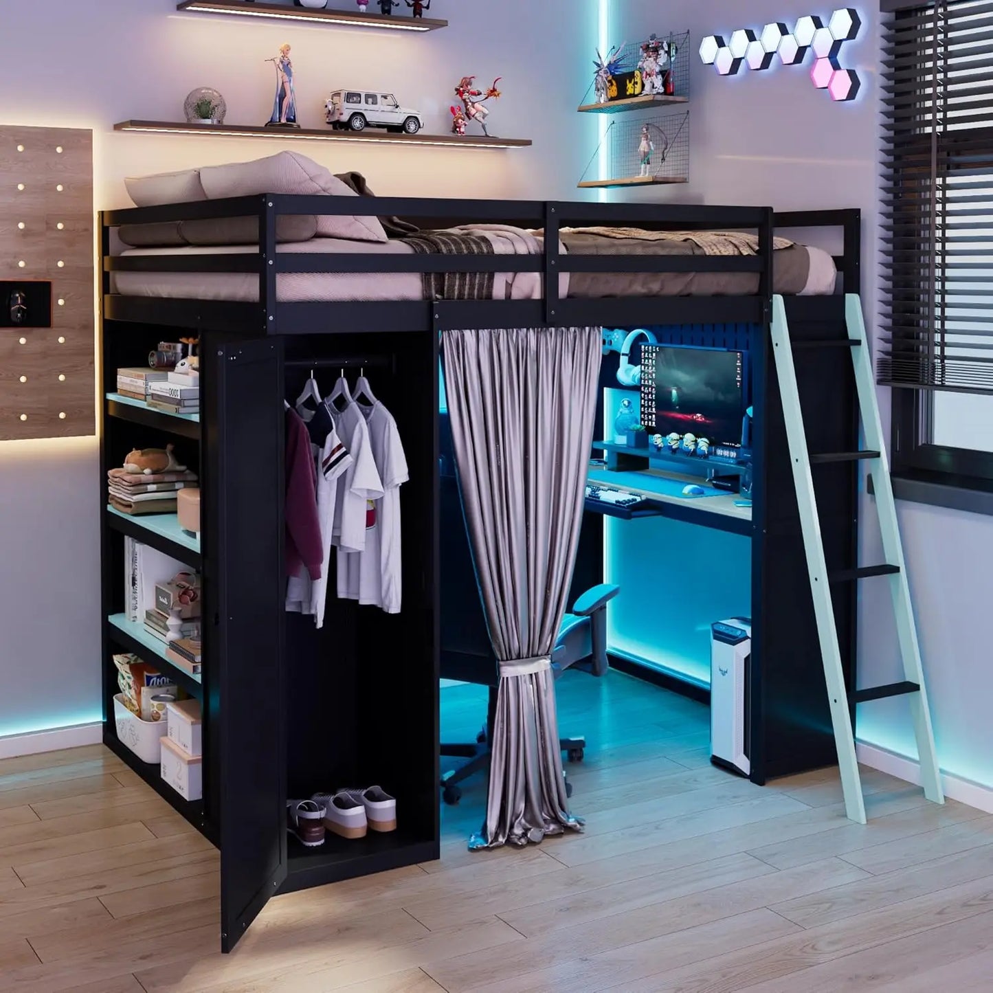 Full Wood Gaming Loft Bed