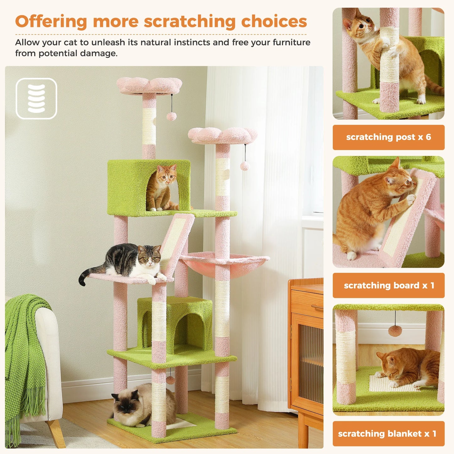 Multi-Level Plush Cat Condo with Scratching Posts