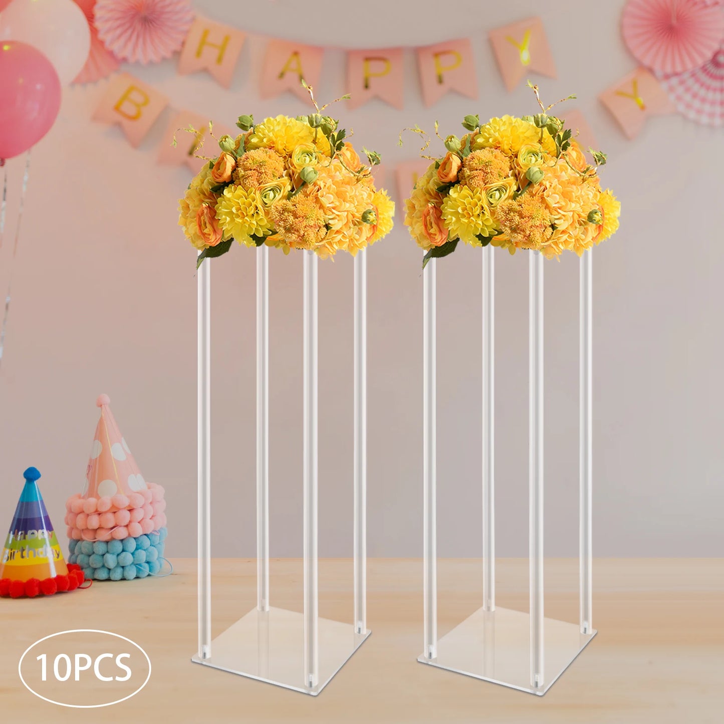 Acrylic Vase Flower Stand Set Decor