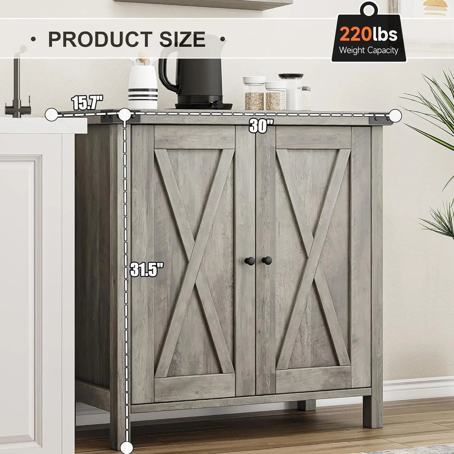 Buffet Cabinet with Doors and Shelves
