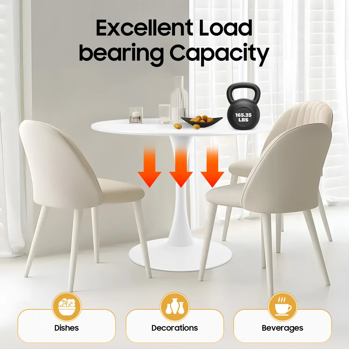 Modern Round Shape Tulip Dining Table with Modern Pedestal Base