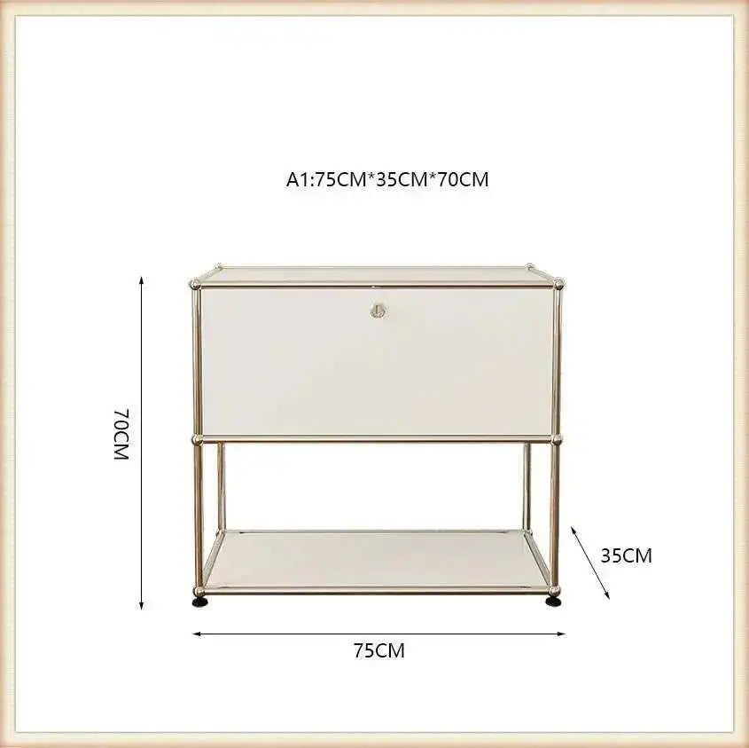 Modern Stainless Steel Medieval Nightstand Storage Nightstand