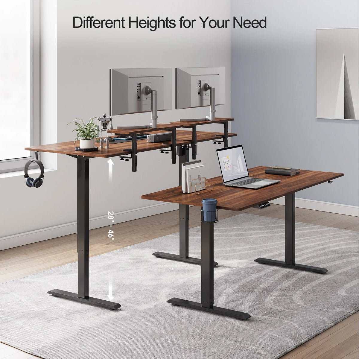 Standing Desk w/2 Adjustable Monitor Shelves
