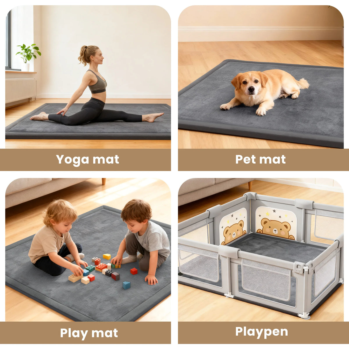 Large Play Mat Memory Foam Soft Velvet Nursery Rug