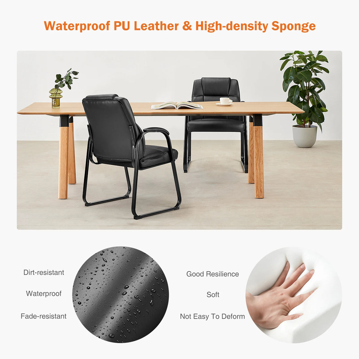 Padded Backrest Chair Waterproof PU Leather Seat