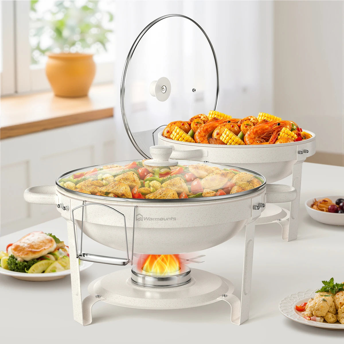 Fully Coated Round Chafing Dishes Buffet Set