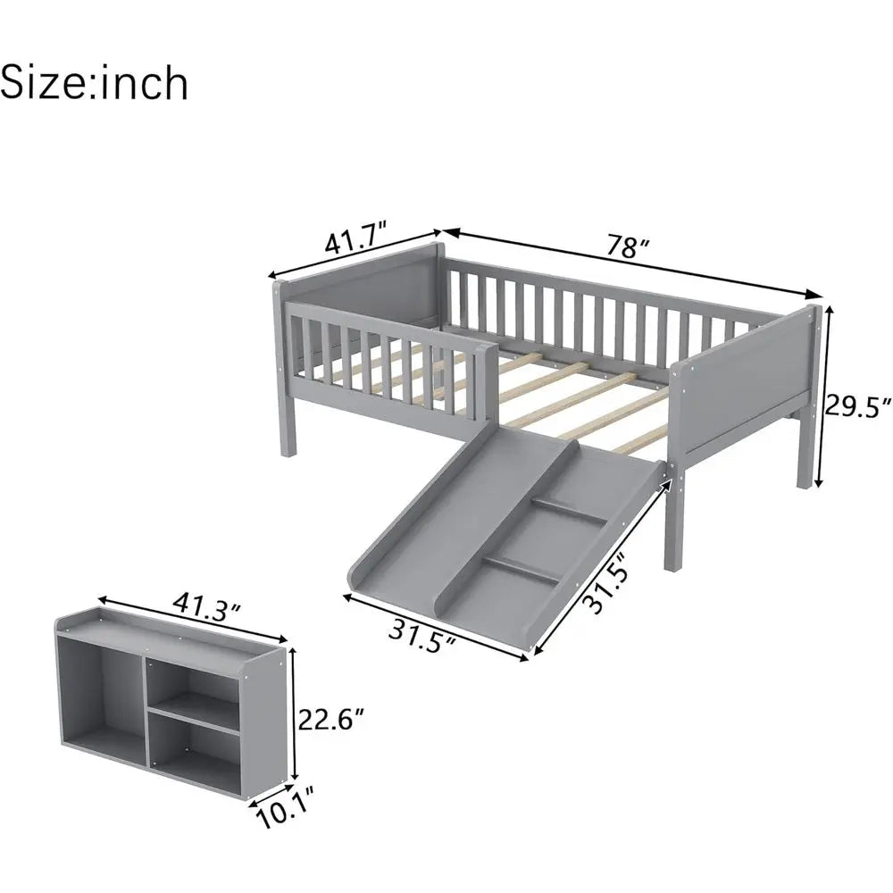 Wooden Bed with Slide