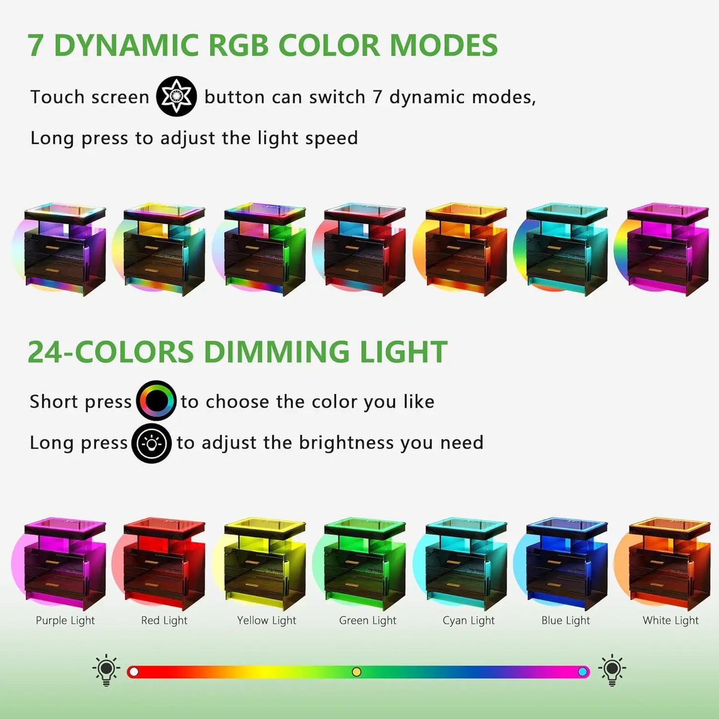 LED Nightstand Set With Charging Station