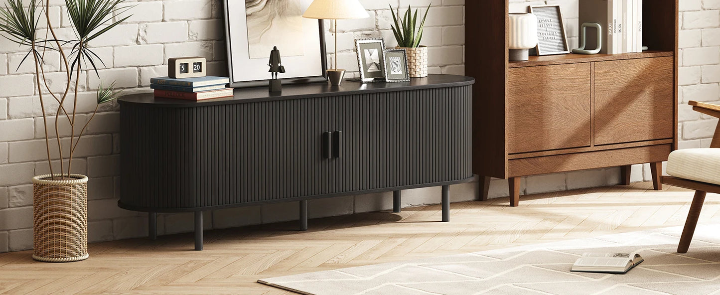Entertainment Center Table with Sliding Doors