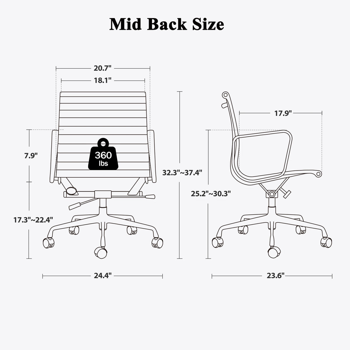 Mid Back Classic Genuine Leather Office Chair
