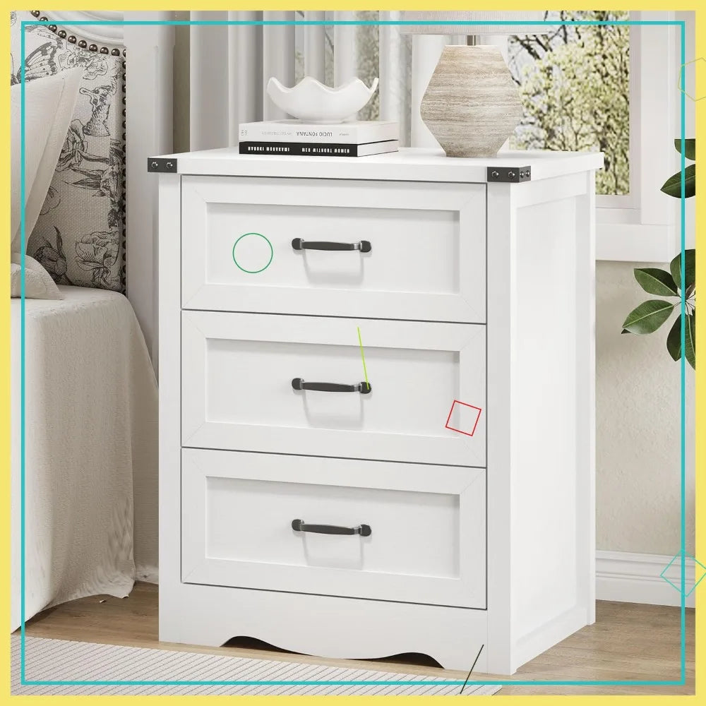Wide Farmhouse Nightstand with Tall Dresser
