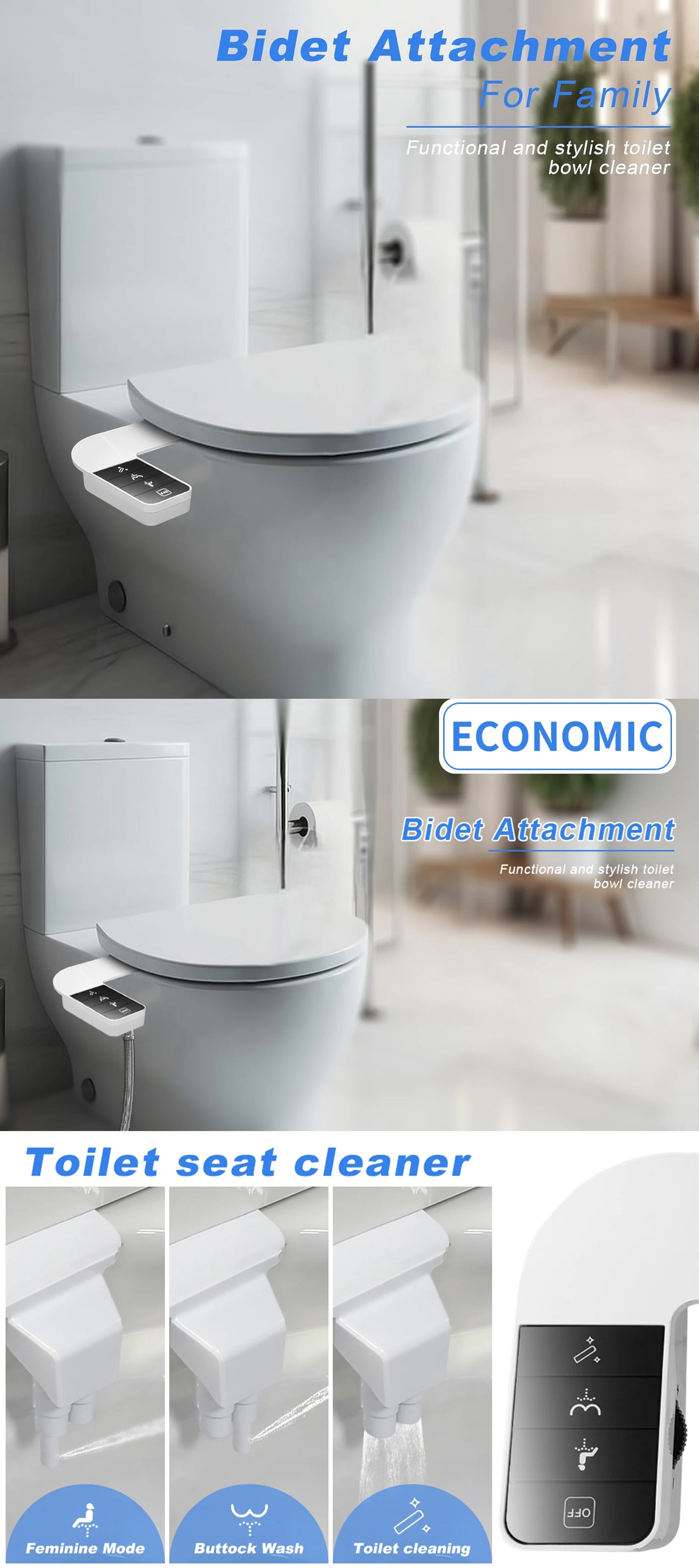 Side Arm Control Ultra Thin Design Toilet Seat Dual Nozzle