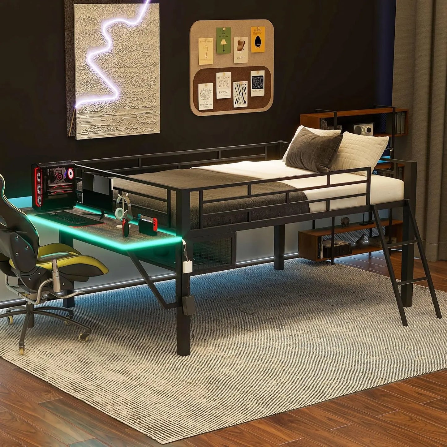 Full Wood Gaming Loft Bed