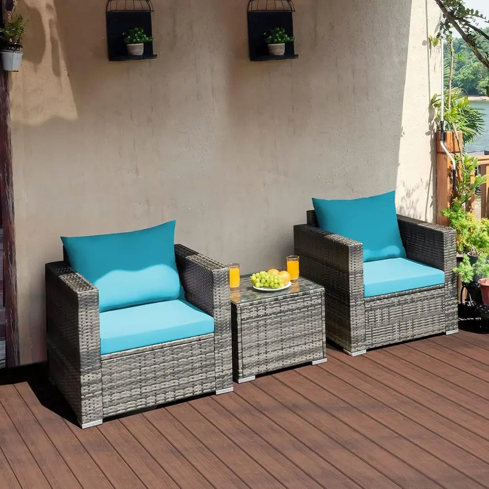 3-Piece Outdoor Wicker Patio Furniture Set