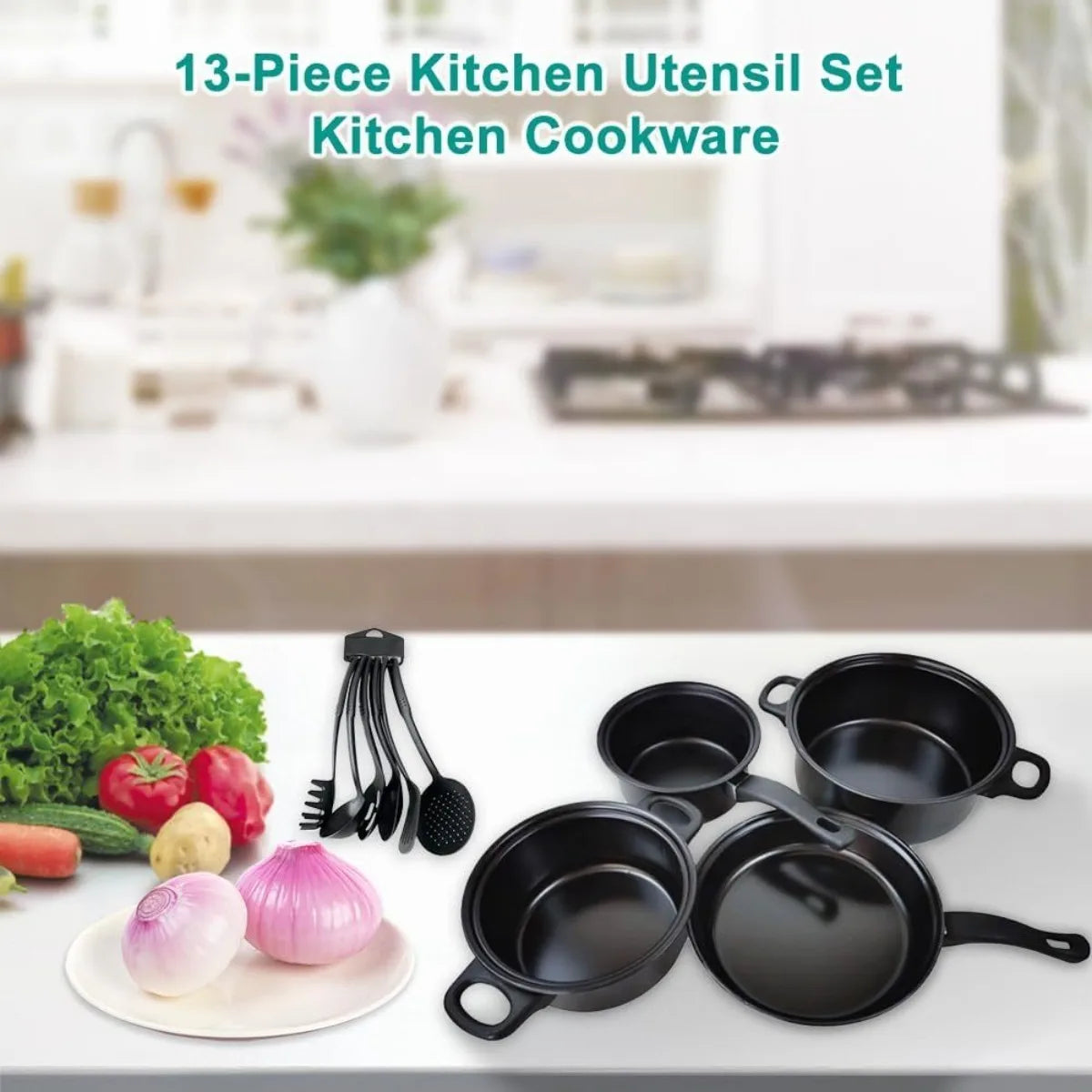 Non-Stick Pots and Pans with Utensils Set