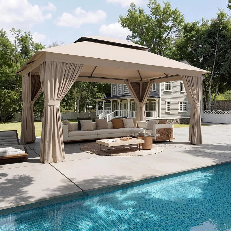 Heavy Duty Metal Frame Canopy with Double Roofs