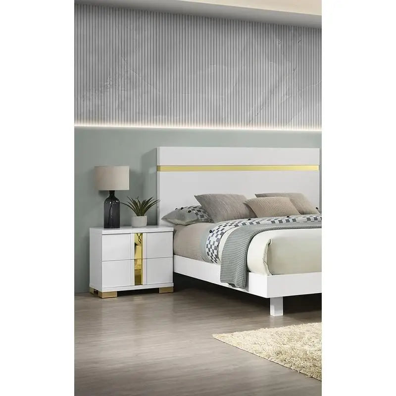 Full Size Bed with LED, 2 Nightstands