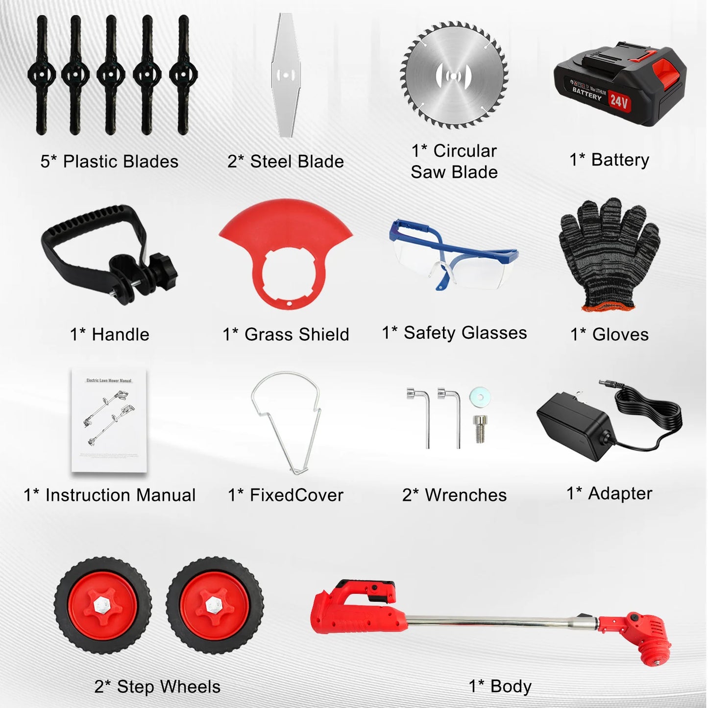 Cordless Weed Wacker Electric Grass Trimmer 3-in-1 Brush with Wheels Edger and Trimmer